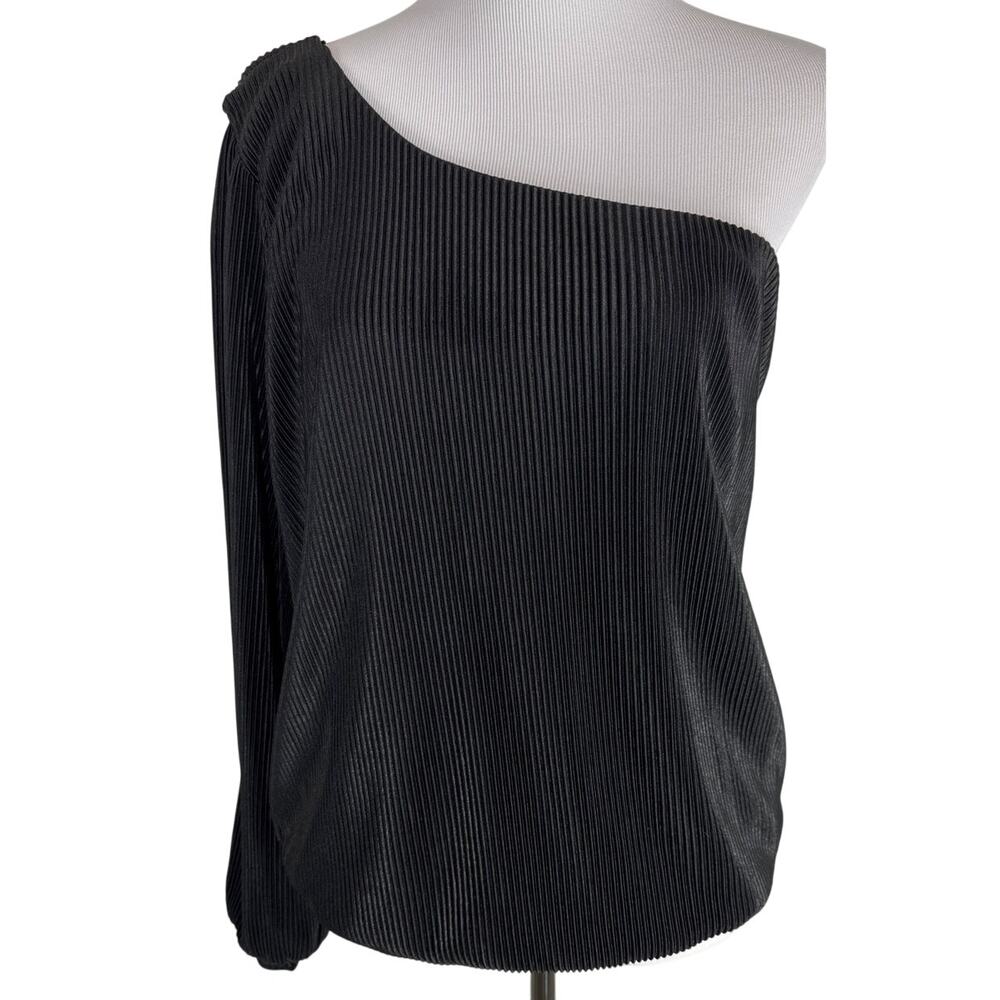 Arula One Shoulder / Sleeve Plisse Blouse, Size 14-16